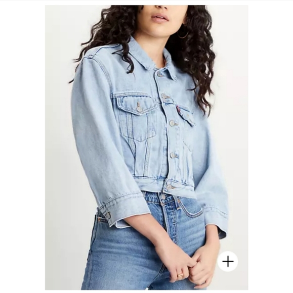 NEW Levi's Loose Sleeve Cropped Jean Jacket - Picture 3 of 8